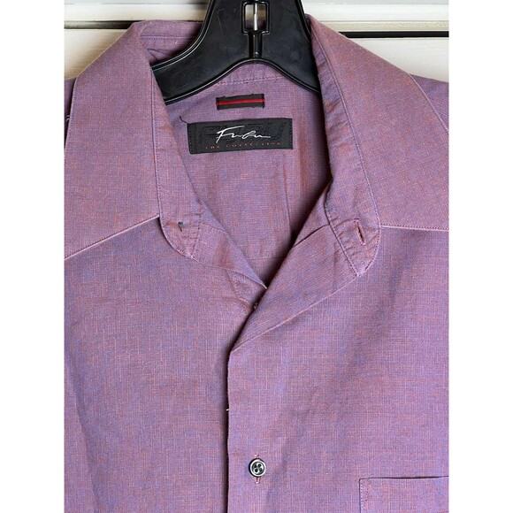 Fubu The Collection Button Up Shirt Large Light Purple Orange - Picture 2 of 3